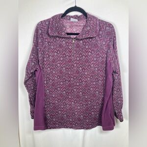 Columbia Quarter Zip Aztec Deep Purple Fleece Sz 1X